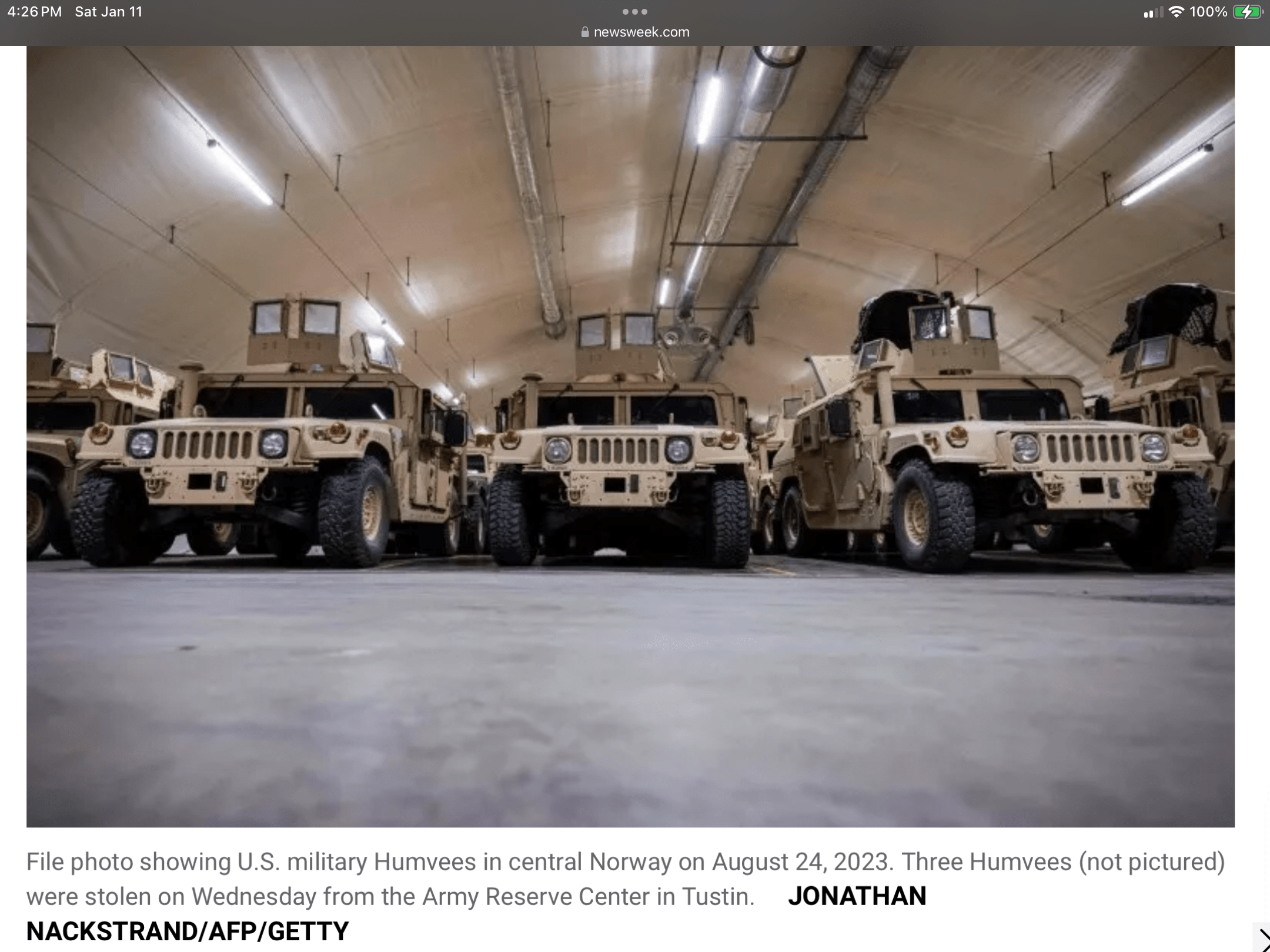 Humvees and Bayonets Stolen From Army Center Amid California Looting