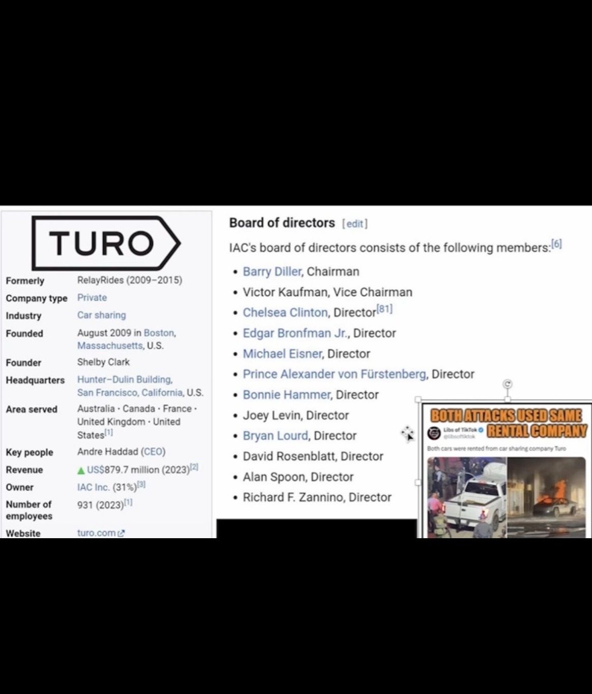 Another Coincidence In The New Year’s Day Terror Attacks. Chelsea Clinton Is On The Board Of Directors For Turo’s Parent Company.
